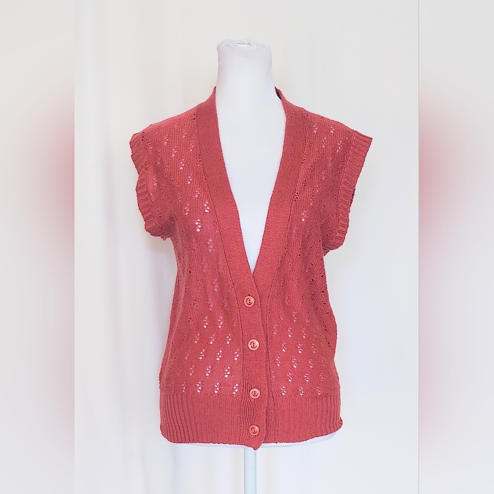 Gimbels Sherwood Classics Short Sleeve Button Down Cardigan Size Small VTG